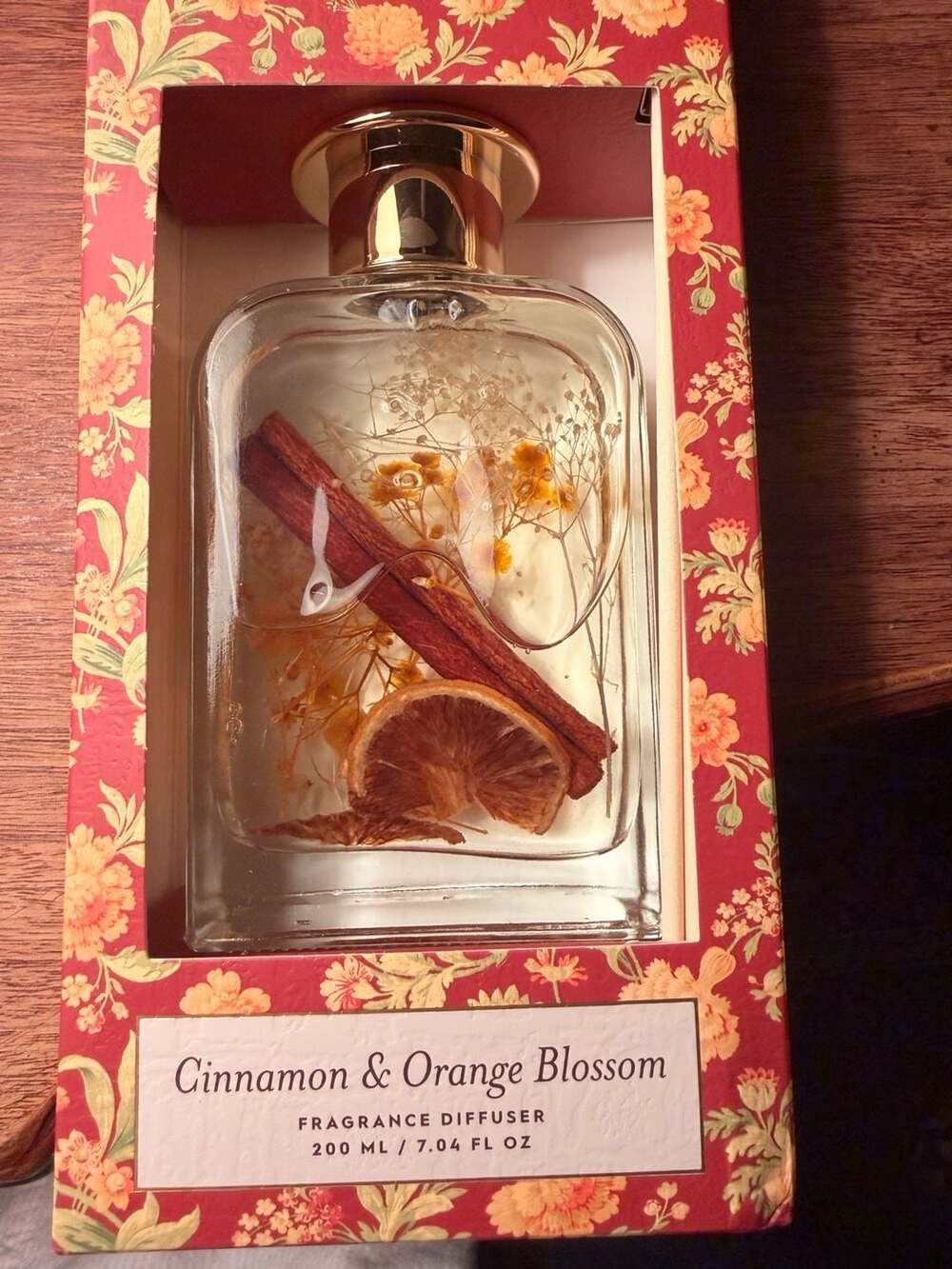 Laura Ashley Cinnamon & Orange Blossom Fragrance Floral Glass Bottle Diffuser